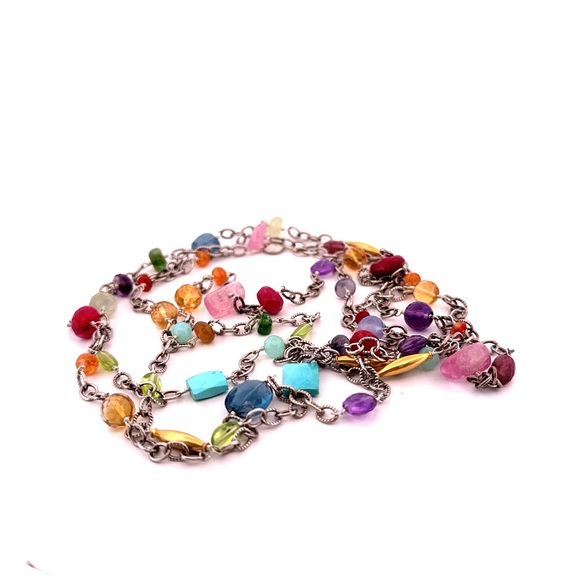 Laura Gibson 22K gold 925 Sterling precious and semi-precious gemstones necklace - Picture 3 of 16